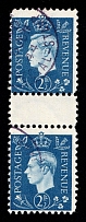 1944 (6 Jun) 2.5d Anti-British Propaganda, King George VI, German Propaganda Forgery, Gutter-Pair (Mi. 7, Canceled, CV $160)