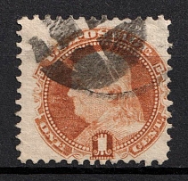 1869 1c Franklin, United States, USA (Scott 112, Brown Orange, Canceled, CV $130)