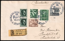 1938 (10-12 Apr) Third Reich, Germany, Special Austro-German Stamps, Registered Cover from Vienna to Frankfurt