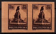 1945 50gr Republic of Poland, Pair (Fi. 362 z1 P11, Proof, Margin, MNH)