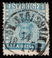 1855 4s Sweden (Mi 2, Canceled, CV $65)