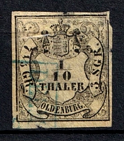 1852 1/10th Oldenburg, German States, Germany (Mi. 4 a, Canceled, CV $160)