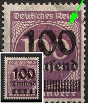 1923 100t Weimar Republic, Germany (Mi. 289 IV, Broken second '0' in '100')