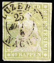 1854-59 40r Switzerland (Mi 17II, Canceled, CV $95)