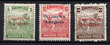 1919 Arad (Romania), Hungary, French Occupation, Provisional Issue (Mi. A 43 - 44, 20f Undescribed in Catalog, CV $80+)