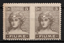 1919 Fiume, Italian Regency of Carnaro, Pair (Mi. 33 var, MISSING Vertical Center Perforation)