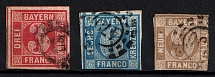 1862 Bavaria, German States, Germany (Mi. 9 b, 10 a, 11, Canceled, CV $60)