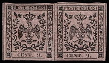 1857 9c Modena, Italy (Mi 1, Newspaper tax Stamp)