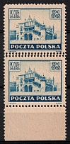 1945 2zl Republic of Poland, Pair (Fi. 364, Mi. 395, Double Perforation, Margin, MNH)