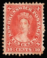 1860-63 10c New Brunswick, Canada (SG 17, CV $90)