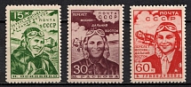 1939 First Non-Stop Flight from Moscow to the Far East, Soviet Union, USSR, Russia (Zv. 576 - 578, Full Set)
