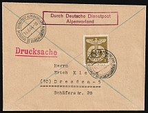 1944 (14 June) Third Reich, Germany, German Service Post, Red Claw of Alpenvorland DDP, Cover from St. Ulrich to Dresden