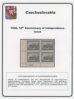 The One Man Collection of Czechoslovakia - 10th Anniversary of Independence issue - EXHIBITION STYLE COLLECTION: 1928, 170 mostly mint stamps (47 - used), including 40 positional singles or blocks, 22 of which with control …