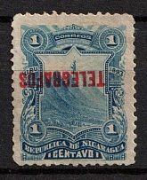 1893 1c Nicaragua, Telegraph Stamp (Mi. 53 var, INVERTED Overprint)