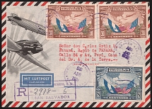 1938 (22 Apr) San Salvador, El Salvador - Panama, United States, Registered Airmail