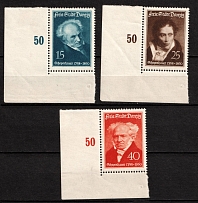 1938 Danzig Gdansk, Germany (Mi. 281 - 283, Corner Margins, Plate Numbers, Full Set, CV $30, MNH)