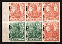 1919 Weimar Republic, Germany, Se-tenant, Zusammendrucke, Block (Mi. 22 a b A, Margin, CV $160, MNH)