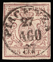 1857 25c Parma, Italy (Mi 10, Canceled, CV $140)