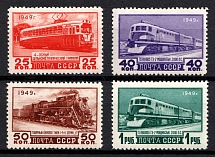 1949 Trains, Soviet Union, USSR, Russia (Zv. 1381 - 1384, Full Set, MNH)