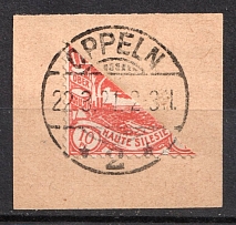 10pf (1920) Joining of Upper Silesia on piece tied by 1921 (22 Mar) Opole Postmark, Germany (Mi. 16)