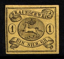 1853 1s Braunschweig, German States, Germany (Mi. 6, Sc. 7, CV $650)