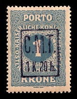 1919 1.20kr on 1kr Romanian Occupation of Kolomyia CMT, Ukraine
