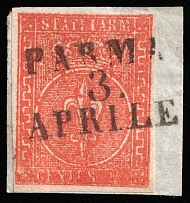 1853 15c Parma, Italy (Mi 7, Canceled, CV $140)