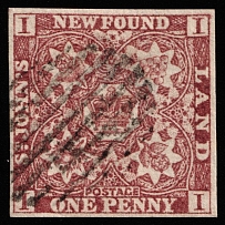 1857 1p Newfoundland, Canada (SG 5, Canceled, CV $750)