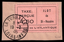 1945 Saint-Nazaire, German Occupation of France, Germany (Mi. 3 I, Full Set, CV $200, La Turballe Postmark)