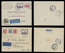 Worldwide Air Post Stamps and Postal History - Belgium - 1930 (December 5), two Pioneer Flight covers to Belgian Congo, originated from Brussels or Antwerp, franked by three or four stamps, including Airplane over Ostend 5fr …