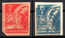 1945 Czechoslovakia (Mi. 408 var, 410 var, DOUBLE Print, MNH)