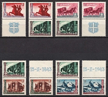1943 Serbia, German Occupation, Germany, Zusammendrucke (Mi. S Zd 3, S Zd 5 - S Zd 9, S Zd 11 - S Zd 12, CV $80, MNH)