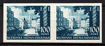 1942 3+1k Croatia Independent State (NDH), Pair (Sc. 52, Proof)
