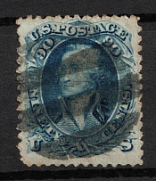1861 90c Washington, United States, USA (Scott 72, Blue, Canceled, CV $600)