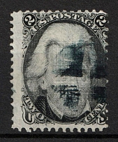 1868 2c Jackson, United States, USA (Scott 93, Black, Green Cancellation, CV $310)