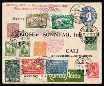 1931 (5 May) USSR (Ecuador, Colombia) Moscow - Berlin - Buenaventura - Cali, Airmail Combine franked cover, First flight (in 1930) Leningrad - Berlin (Muller 373, Possible on PAA to Buenaventura then SCADTA to Cali?)