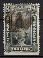 1875 8c Statue of Freedom, Newspaper and Periodical Stamp, United States, USA (Scott PR13, Signed, Canceled, CV $80)