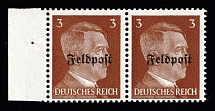 1945 3pf Ruhr Pocket, Military Mail Field Post Feldpost, Germany, Pair (Mi. 17, Full Set, Margin, CV $210, MNH)