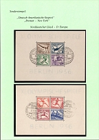 1936 Third Reich, Germany, German-American Sea Mail, Souvenir Sheets (Mi. Bl. 5 z, Bl. 6 z, Special Cancellations Bremen - New York, CV $650)