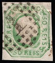 1855 50r Portugal (Mi 7a, Cenceled, CV $120)