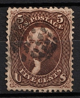 1863 5c Jafferson, United States, USA (Scott 76, Brown, Canceled, CV $130)