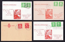 1941-42 Jersey, German Occupation, Germany, Four Postcards (Mi. 1 y - 2 y, CV $140)
