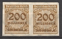 1923 Germany 200 Millions Pair (Imperf, Signed, CV $150)