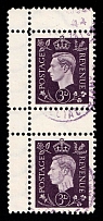 1944 (6 Jun) 3d Anti-British Propaganda, King George VI, German Propaganda Forgery, Gutter-Pair (Mi. 8, Corner Margin, London Postmark, CV $160)