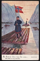 1916 France, Paris, 'They float in every directions', Norway, Postcard, World War I Military Propaganda (Mint)