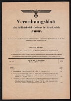1940 (14 Nov) Bulletin of Regulations of the Military Commander in France, Third Reich, Germany, German Occupation of France