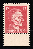 1944 12pf Anti-German Propaganda, American Propaganda Forgery of Hitler-Skull Issue (Mi. 17, Certificate, Margin, CV $130, MNH)