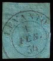 1852 20c Sardinia, Italy (Mi 5, Canceled, CV $140)