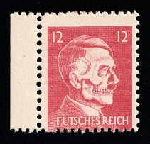 1944 12pf Anti-German Propaganda, American Propaganda Forgery of Hitler-Skull Issue (Mi. 17, Margin, CV $100, MNH)
