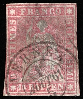 1854-59 15r Switzerland (Mi 15II, Canceled, CV $60)